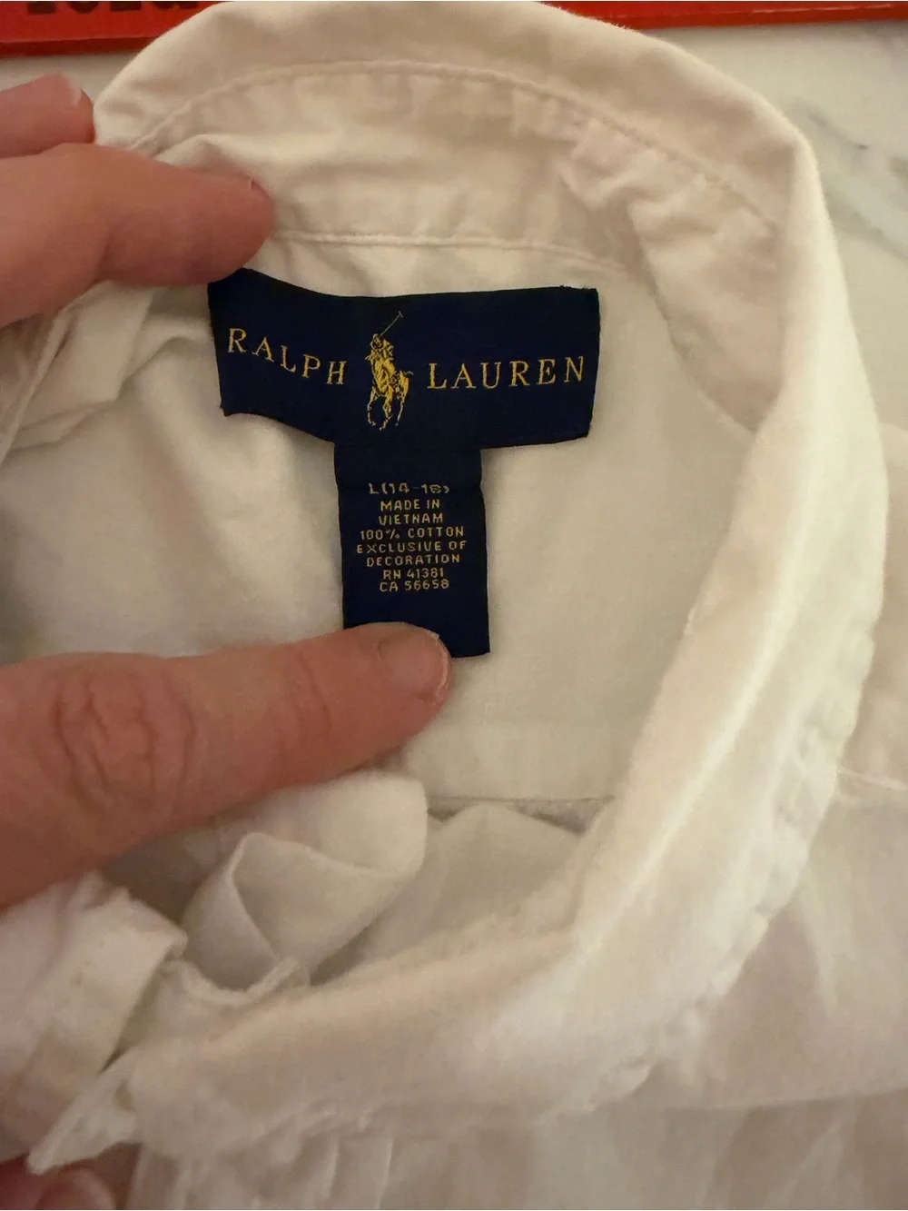Ralph Lauren White Short-Sleeve Button-Down Shirt with Light Blue Pony
